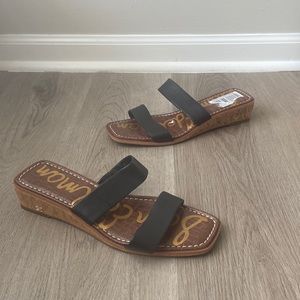 Black Wedge Mule Sandal